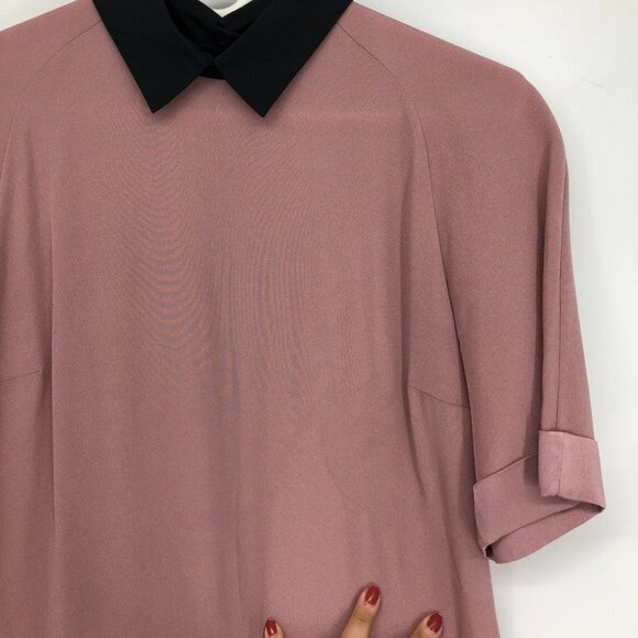 Victoria Beckham Blossom Pink & Black Contast Collar Mini Dress size 6 - Picture 8 of 12